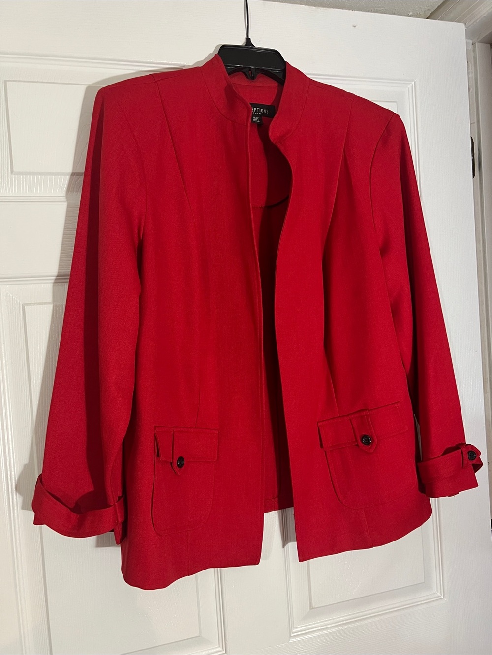 Perceptions Bold Red Open-Front Blazer